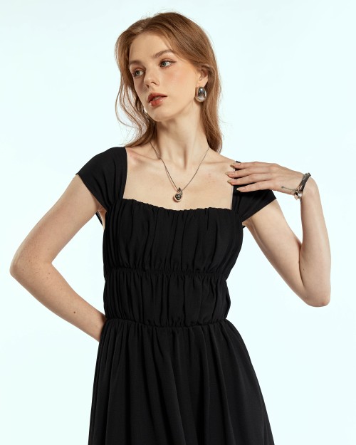 SIXDO Woven Flared Dress for Women
